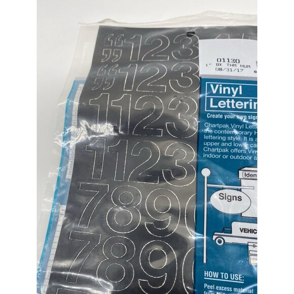 Chartpak Press-On Vinyl Numbers 1" Black Helvetica Medium 2-Pack New - Picture 4 of 7